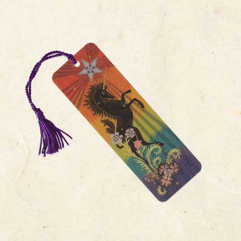 Little Gold Fox Wood Bookmark Pride Unicorn
