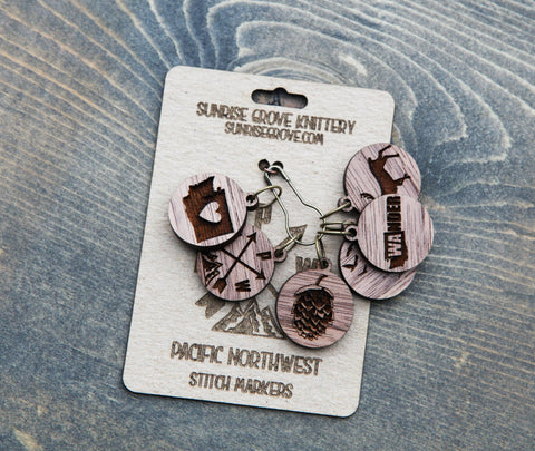 Sunrise Grove Stitch Markers PNW Wildlife & Nature Icons