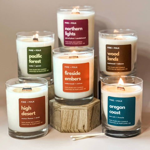 FIRE and FOLK  Forest Bathing Wood Wick Soy Candle