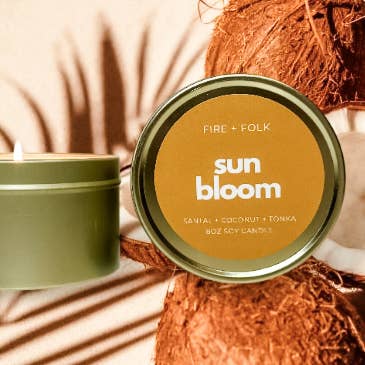 Fire + Folk 8oz Wood Wick Candle Sunbloom