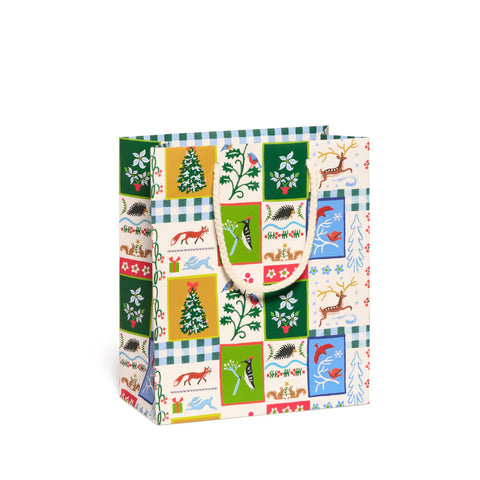 Red Cap Cards Gift Bag Patchwork Christmas