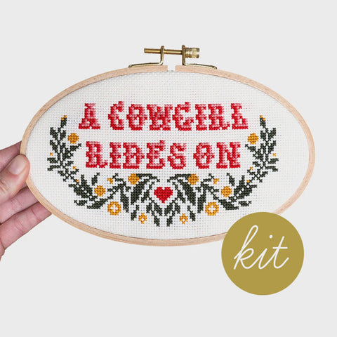 Junebug & Darlin Cross Stitch Kit A Cowgirl Rides On