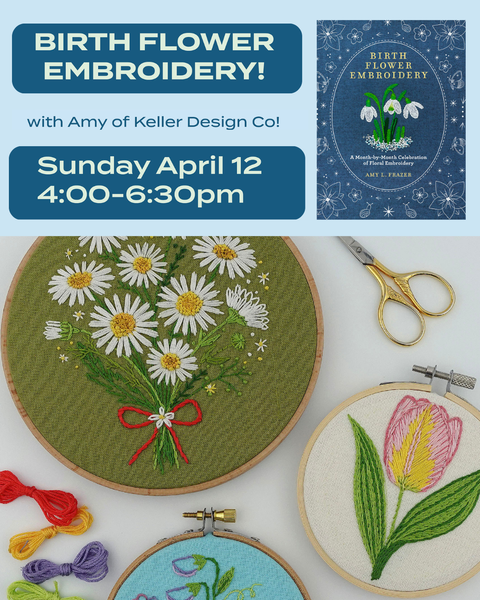 Birth Month Flower Embroidery Class (Apr 12)