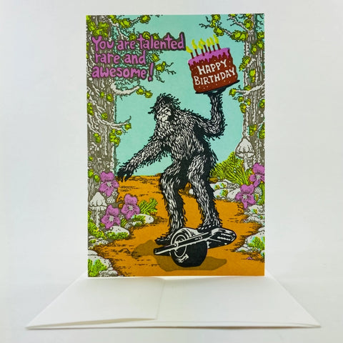 Old School Stationers Card Happy Birthday Sasquatch