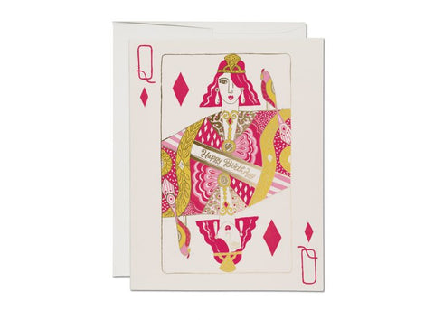 Red Cap Card Queen of Diamonds