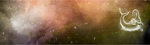 Decorative banner with a stylized mermaid holding a shell against a gradient background.