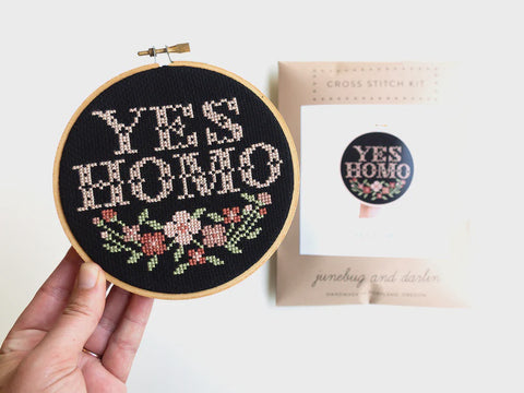 Junebug & Darlin Cross Stitch Kit Yes Homo