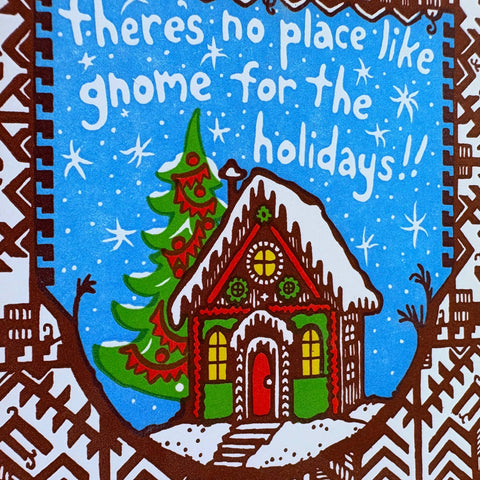 Old School Stationers Card No Place Like Gnome For the Holidays!