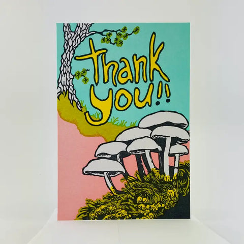Old School Stationers Card Mushrooms and Moss