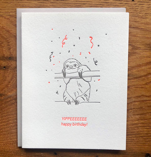 Yippeeee Happy Birthday Sloth Lark Press Card