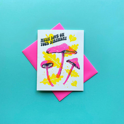 Pier Six Press Card Mushroom Love Birthday
