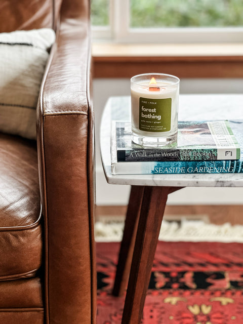 FIRE and FOLK Vanilla Bourbon Wood Wick Soy Candle