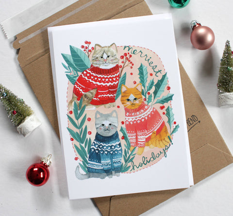 michele maule Holiday Card Merriest Holiday Cats