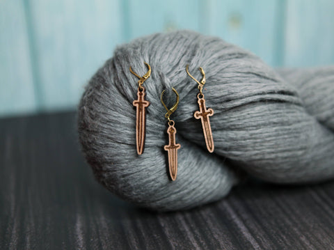 Sunrise Grove  Knitting Progress Keepers Set of 3 Medieval Swords