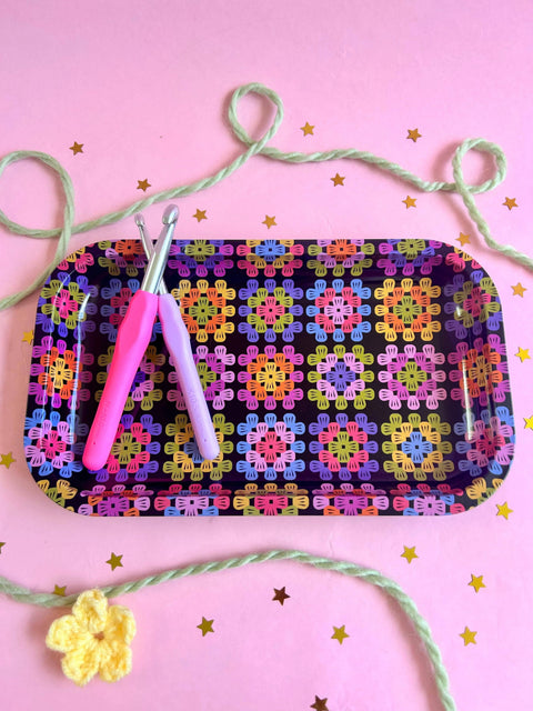 The Peach Fuzz Large Granny Square Tray