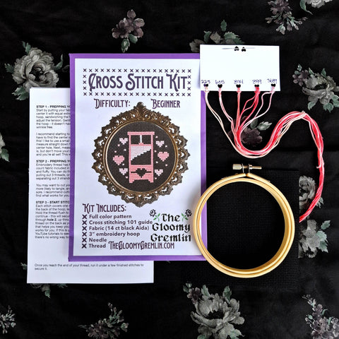 The Gloomy Gremlin Cross Stitch Kit Pink Guillotine