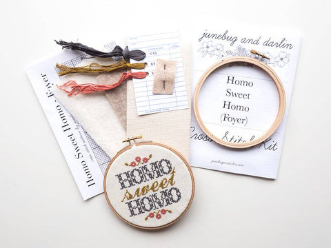 Junebug & Darlin Cross Stitch Kit Homo Sweet Homo