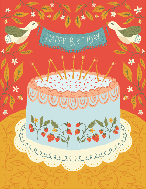 Amicreative Birthday Greeting Card Strawberry Cake