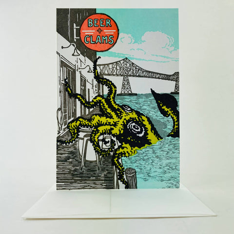Old School Stationers Card Giant Squid Attack