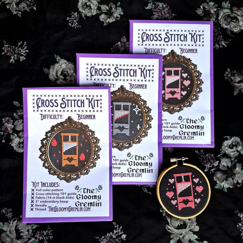 The Gloomy Gremlin Cross Stitch Kit Pink Guillotine