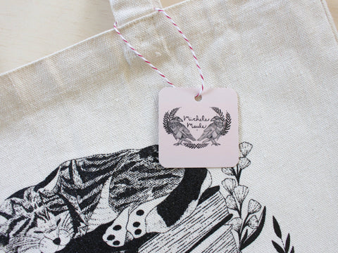 michele maule Canvas Tote Bag Cat on Books