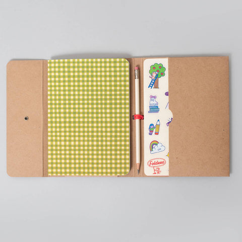 Egg Press Foldeeo Notebook Folio B6 Green Gingham