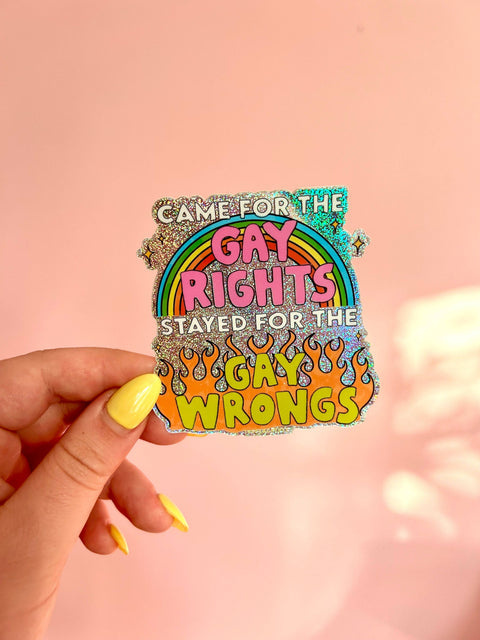 The Peach Fuzz Glitter Sticker Gay Wrongs