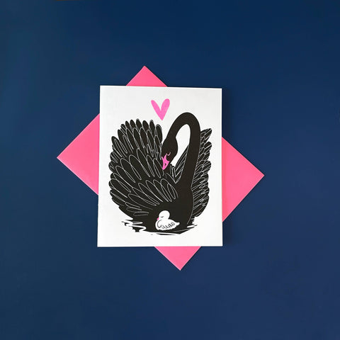 Pier Six Press Card Swan and Cygnet