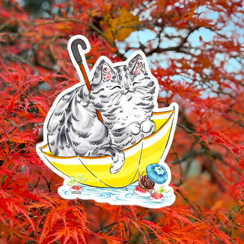 Paper Puffin Sticker Welcome Rain Cat