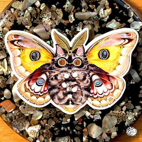 Paper Puffin Sticker Moth Cat Big Eyes