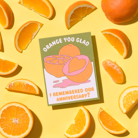 Red Cap Card Orange You Glad Anniversary