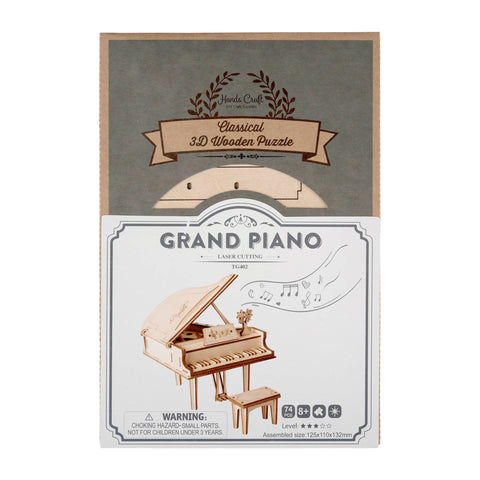 HandsCraft 3D Laser Cut Wooden Puzzle: Piano