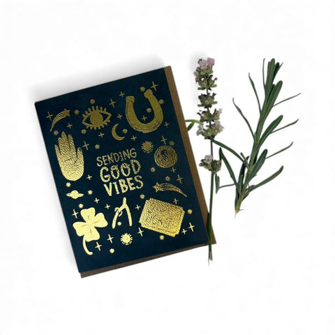 Wild Optimist Goldfoil Greeting Card Sending Good Vibes