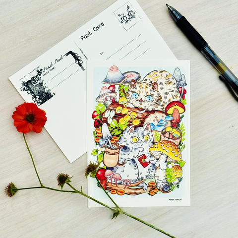 Paper Puffin Postcard Curious Foragers