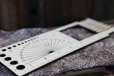 Sunrise Grove Gauge Swatch Ruler, Needle, Twist, Yarn Gauge Mushroom