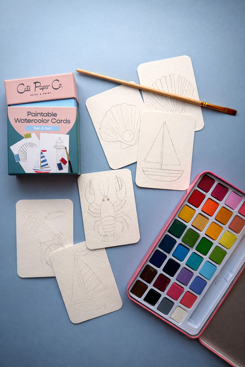 Cate Paper Co. Paintable Watercolor Card Deck Sea and Sail