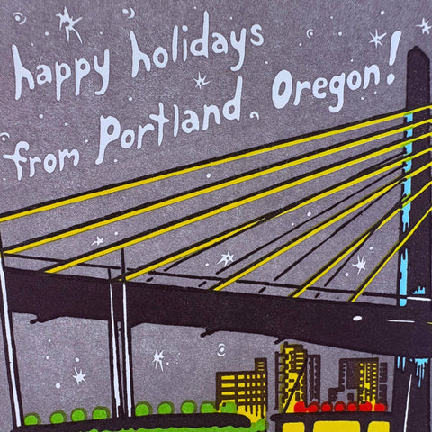 Old School Stationers Card Set Portland, Oregon Happy Holidays!
