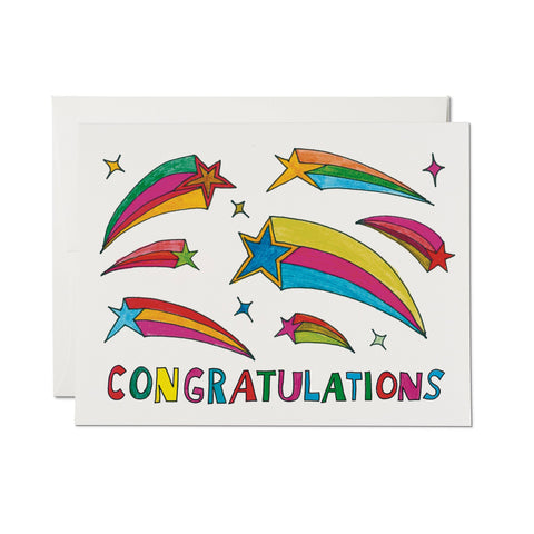 Red Cap Card Shooting Star Congrats