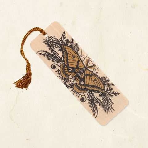 Little Gold Fox Wood Bookmark Silk Moth