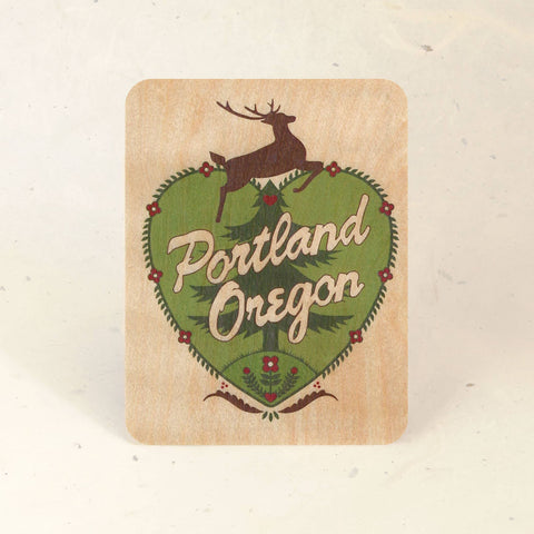 Little Gold Fox Wood Postcard Portland Stag