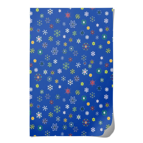Red Cap Cards Wrapping Paper Colorful Snowflakes