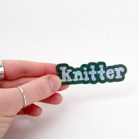 Knit & Gather Sticker Glitter Knitter Green