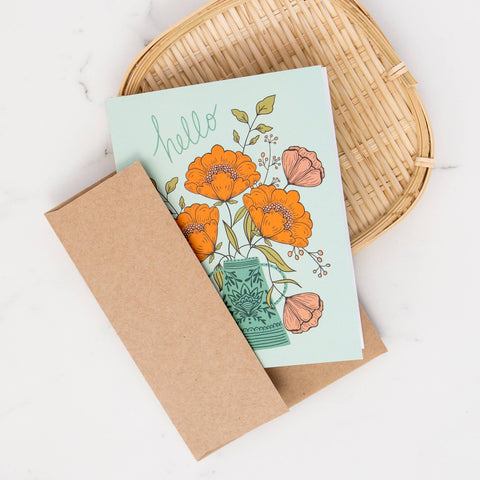 Amicreative Greeting Card Hello Flowers