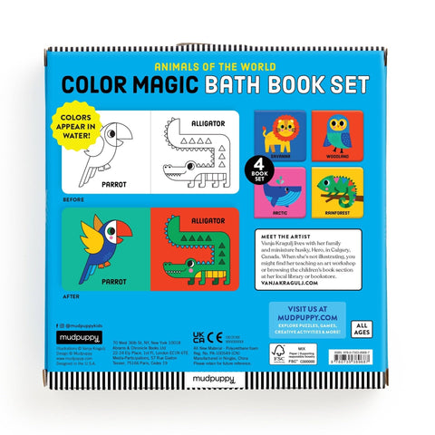 Animals Of The World Color Magic Bath Book Set