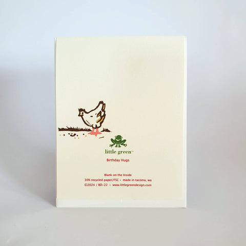 Little Green Card Birthday Hug Chicken