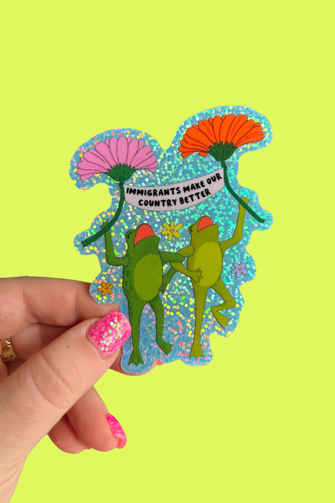 The Peach Fuzz Sticker Immigrants Make Our Country Better