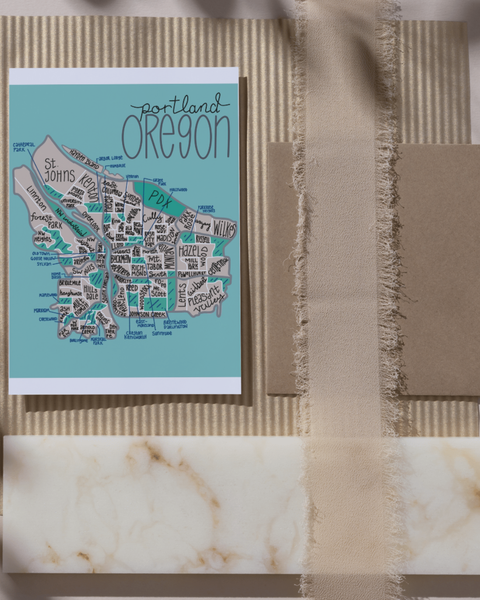 Wander Free and Queer Art Print Portland Neighborhoods Map