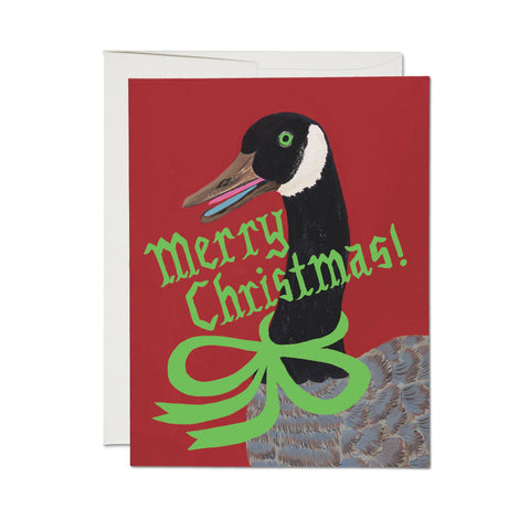 Red Cap Card Christmas Goose