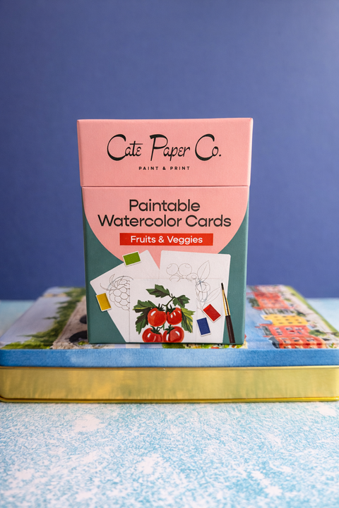 Cate Paper Co. Paintable Watercolor Card Deck - Fruits and Veggies