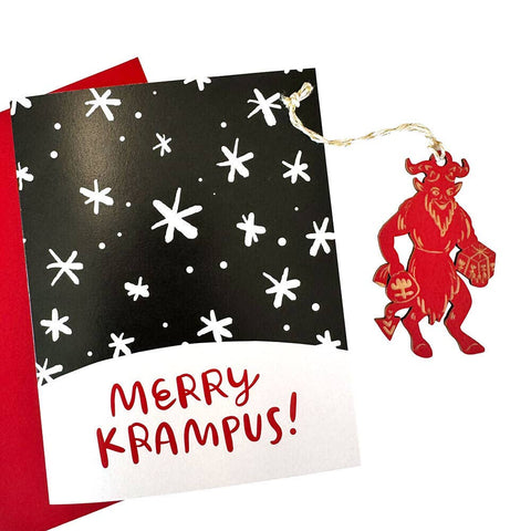 SnowMade Krampus Ornament w/Card Merry Krampus